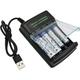 AA Battery Charger 4 Bay for Ni-MH AA AAA Battery Charger with Battery case Design Smart LED USB Fast Battery Charger (Not Batteries)