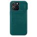 ELEHOLD Luxury Leather Case for iPhone 15 Plus 6.7 Inch Flip Folio Card Slots Wallet Function Sliding Camera Lens Cover Premium Leather Shockproof Protective Case Support Wireless Charging Green