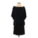 White House Black Market Casual Dress - Shift Boatneck Short sleeves: Black Print Dresses - New - Women's Size Small