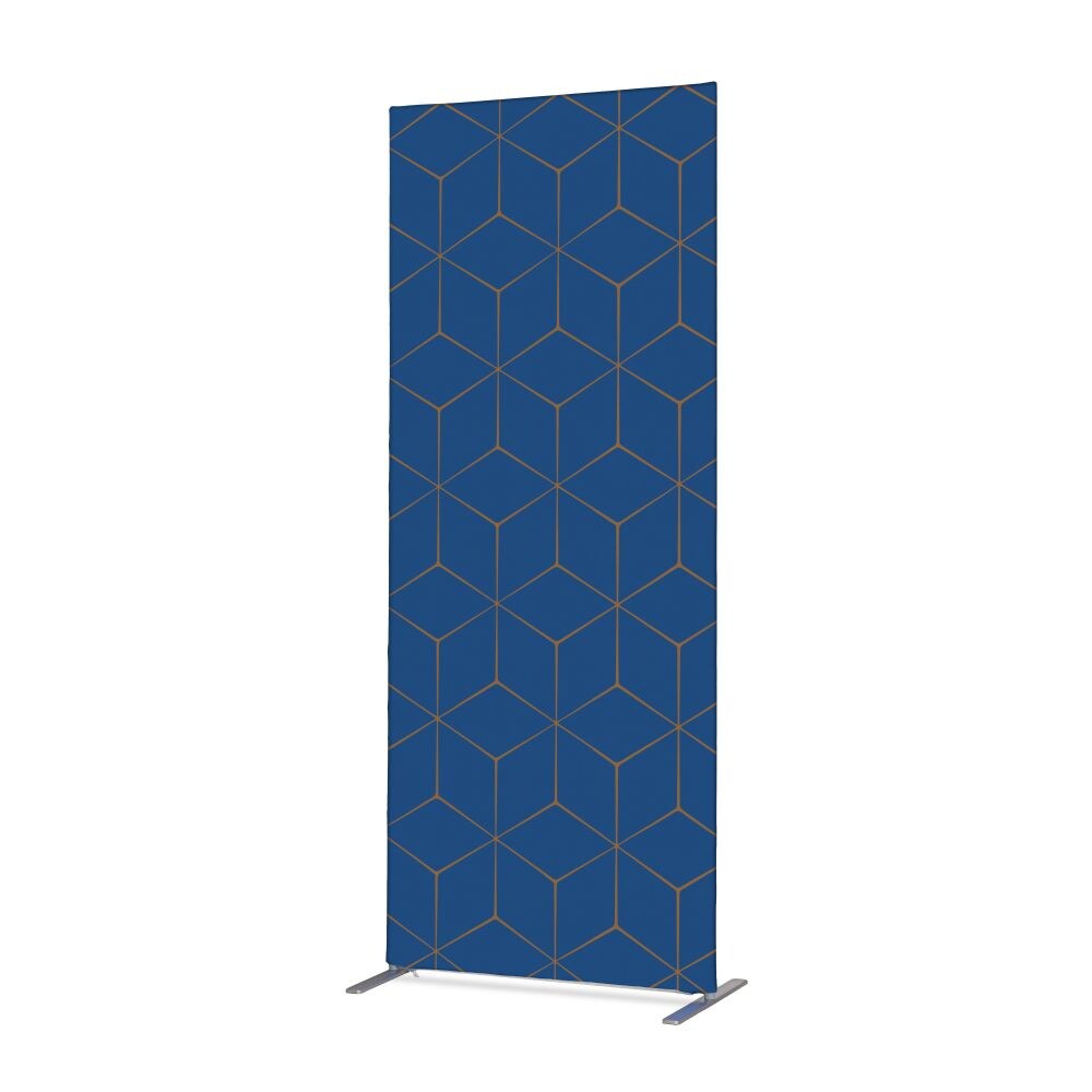 SHOWDOWN Displays Showdown Textil Raumteiler Deko - 100-200 Hexagon - Blau-Braun - Aluminiumrahmen - Schwarz Image