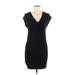 French Connection Casual Dress - Bodycon V-Neck Short sleeves: Black Solid Dresses - Women's Size 6