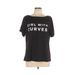 Girls With Curves X Lane Bryant Short Sleeve T-Shirt: Black Solid Tops - Women's Size 14