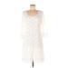 Alfani Casual Dress - A-Line Scoop Neck 3/4 sleeves: Ivory Solid Dresses - Women's Size Medium