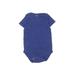 Carter's Short Sleeve Onesie: Blue Solid Bottoms - Kids Boy's Size 18