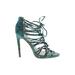 People StyleWatch Exclusively For JustFab Heels: Gladiator Stilleto Cocktail Party Teal Snake Print Shoes - Women's Size 7 - Open Toe