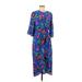 Essentiel Antwerp Casual Dress - Midi Crew Neck Short sleeves: Blue Floral Dresses - Women's Size 38