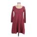 American Eagle Outfitters Casual Dress - A-Line Scoop Neck 3/4 sleeves: Burgundy Print Dresses - Women's Size X-Small