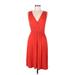 Spense Casual Dress - A-Line Plunge Sleeveless: Red Print Dresses - Women's Size Medium