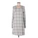 Old Navy Casual Dress Scoop Neck Long sleeves: Gray Color Block Dresses - Women's Size Medium