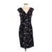 Lauren by Ralph Lauren Casual Dress - Sheath V-Neck Short sleeves: Black Dresses - Women's Size 6