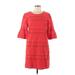 J.Crew Casual Dress - Mini Crew Neck 3/4 sleeves: Red Print Dresses - Women's Size 6