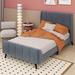 Latitude Run® Orlandrea Low Profile Panel Bed Upholstered/Velvet, Wood in Gray | 44.1 H x 43.1 W x 83.3 D in | Wayfair