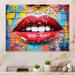 Trinx Graffiti Lips - Fashion Metal Wall Decor Metal in Blue/Orange/Red | 16 H x 32 W x 1 D in | Wayfair 953C7BDBD1E148A68AF6BC0C267F34A5