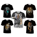T-shirt à manches courtes imprimé tigre 3D pour hommes et femmes T-shirt pour couple design