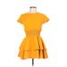 Habitual Casual Dress - A-Line Crew Neck Short sleeves: Yellow Print Dresses - Women's Size 10