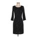 Banana Republic Factory Store Casual Dress - Sheath Scoop Neck 3/4 sleeves: Black Print Dresses - Women's Size 4
