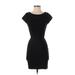 BCBGMAXAZRIA Casual Dress - Bodycon Crew Neck Short sleeves: Black Print Dresses - Women's Size X-Small