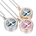 Tree of Life Aromatherapy Diffuser Necklace Locket Pendant Silver Gold Color Magnetic Essential Oil