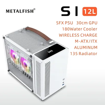 METALFISH S1 Aluminum Computer Case With Wireless Charge Gaming PC Chassis for M-ATX Mini-ITX/SFX