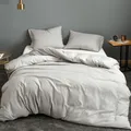 Brushed Fabric Duvet Cover Set Textured Solid Comforter Cover with Zipper Closure