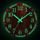 12 Inch Luminous Wall Clock Wood Silent Light In Dark Night Nordic Fashion Mute Non Ticking with