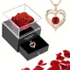 Luxury Red Zircon Pendant Necklaces With Rose Flower Gift Box For Girlfriend Women I Love You Gifts