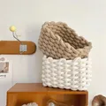 Simple Handmade Thick Cotton Rope Woven Storage Basket Desktop Books Snacks Sundry Basket Cosmetics