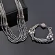 KIOOZOL Fashion Teardrop Crystal Beads 5 Layers Female Necklaces Rhinestone Magnet Buckle Necklace