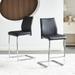 PU Leather Armless Bar Chairs Set of 2, Modern Counter Height Dining Chairs with Metal Legs and Striped Backrest