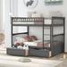 Full Over Full Bunk Bed, Solid Wood Full Size Bunk Bed with 2 Storage Drawers, Convertible Bunk Bed Can be Converted Into