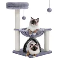 Height90CM Small Cat Tree Tower for Indoor with Hammock Detachable Grooming Brush Full Wrapped Sisal