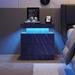 Modern Style Nightstand with LED Lights and 2 Drawers