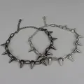Punk Spike Necklace Choker Rivet Goth Necklace Chokers with Spikes and Chain Streetwear Vintage