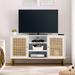 TV Stand for TVs up to 55", Modern Entertainment Center with Storage Cabinet & Adjustable Shelf, Sideboard TV Console, White