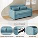 54" Velvet Sleeper Sofa Bed w/ Pull Out Bed, Folding Futon Loveseat Bed w/ Side Pocket & Pillows for Living Room, Blue-Green