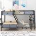 Twin over Full Metal Bunk Bed with Twin Size Loft Bed Desk, Black