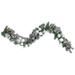 6' Frosted Pine Artificial Christmas Garland Striped Bows & Ornaments - White