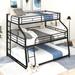 Twin XL Over Full XL Over Queen Triple Bunk Bed with 2 Long and Short Ladders and Full-Length Guardrails, Black