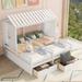 Twin Size House Platform Beds with 2 Drawers for Boy Girl, Montessori House Bed Frame Combination of 2 Side by Side