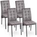 Velvet Upholstered Dining Chairs Set of 4, Armless Side Chairs with Lattice Design High Backrest and Black Metal Legs
