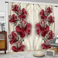 2PC Home Decoration Curtains Various Flowers With Pole Pocket Curtains Suitable For My Coffee