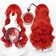 HSR Himeko Cosplay Wig 66cm Long Red Curly Wigs Heat Resistant Synthetic Hair