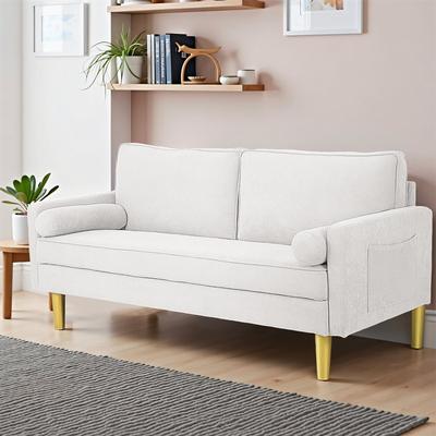 Loveseat Sofa, Fabric Couch Small Couch Love Seat Sofa with Side Pockets for Living Room, Bedroom, Office, Apartment,Small Space