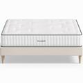 Pack lit 160x200 en velours beige + Matelas latex