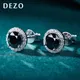 Dezo 1 6 ct schwarze Moissan ite Diamant Ohr stecker für Frauen 6mm brillante runde Halo solide