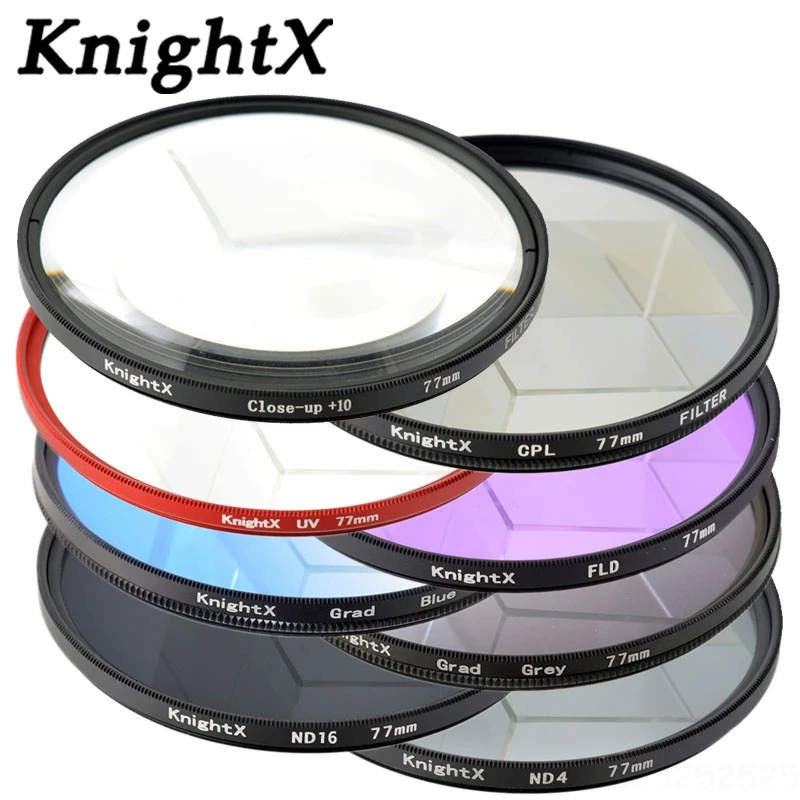 KnightX ND ND2 ND4 ND8 ND16 UV 49 52 55 58 62 67 72 77 farbe objektiv Filter für Canon EOS 1100D 700D 650D 600D 18-55mm kamera hoya Image