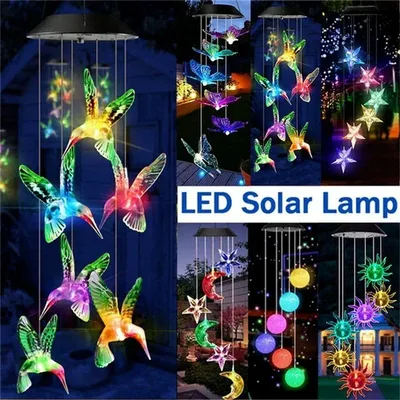 LED Solar Wind Chime Kristall Ball Hummingbird Wind Chime Licht Farbwechsel Wasserdichte Hängen Solar Licht für Home Garten