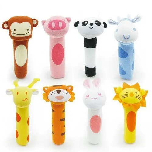 Neue Baby Rassel Spielzeug BIBI Bar Tier Squeaker Spielzeug Infant Handpuppe Aufklärung Plüsch Puppe