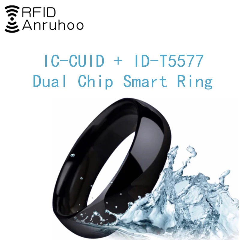 RFID Dual Chip Smart Ring Wiederbeschreibbare CUID Karte Kopie T5577 Schlüssel 13,56 Mhz 125Khz Kopierer Abzeichen Duplizierer Wasserdichte Klon tag Image