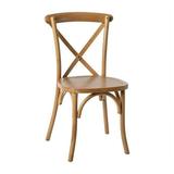 Bistro Style Cross Back Light Brown Wood Stackable Dining Chair - X Back Banquet Dining Chair